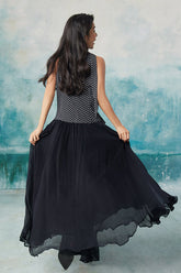 27Dress Navy Blue V-neck Sleeveless Long A-line Dress